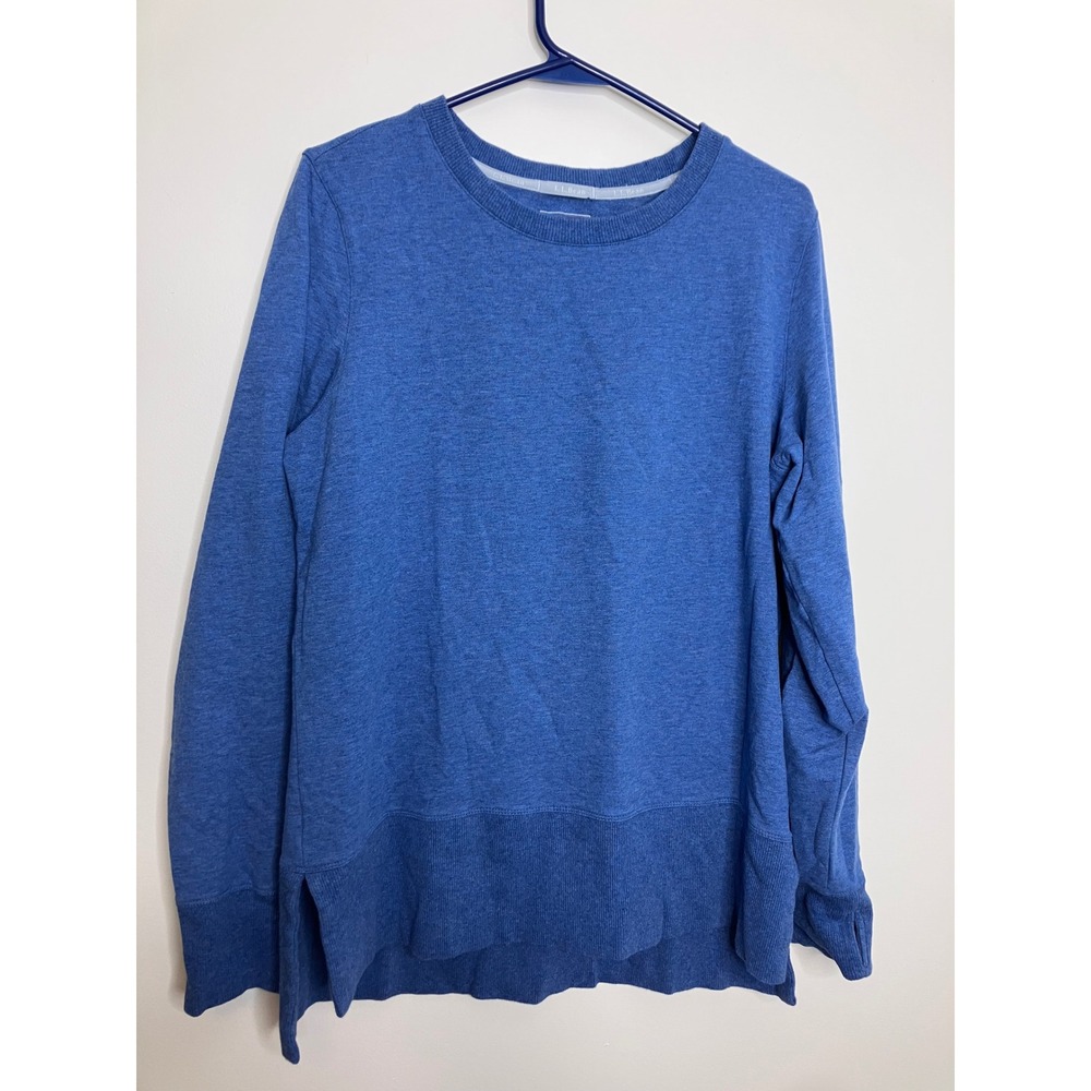 LL Bean Sweatshirt Womens Medium Blue Excellent Thumbhole High Low Hem 510661